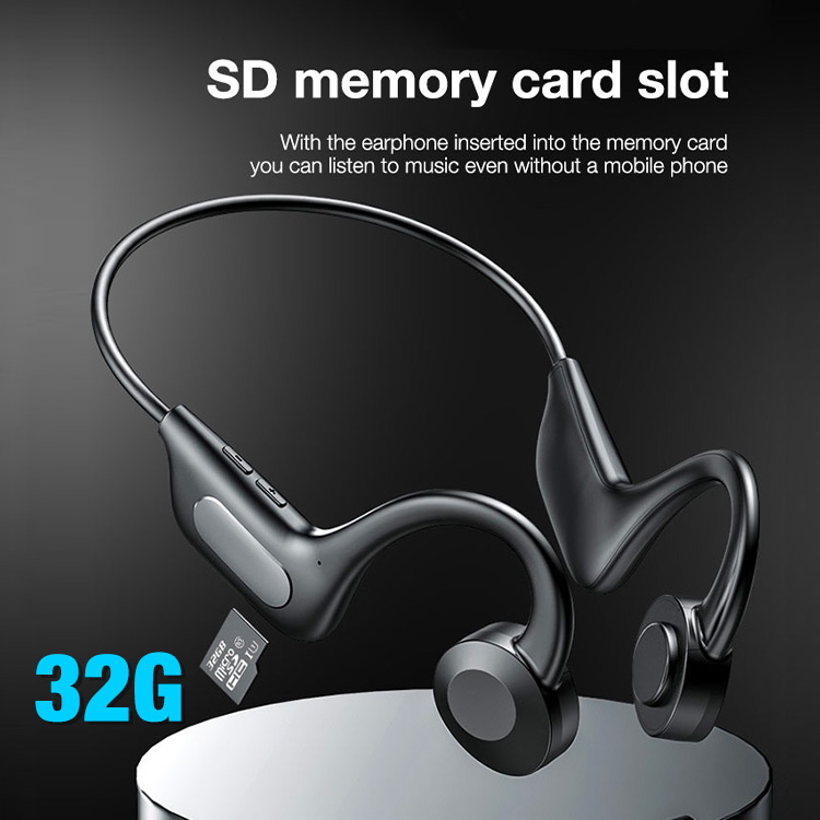 PAY DAY SALE 45% OFF - One year warranty 2024 Upgrade bone conduction stereo bluetooth earphone - Built-in microphone & SD card support